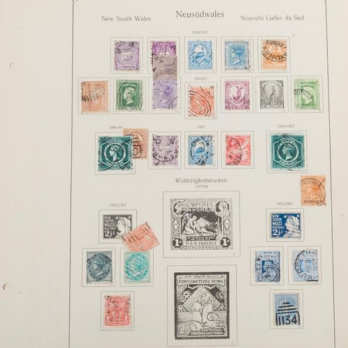 Australische Gebiete 澳大利亚领土。较旧的邮票库存，在片上注销。因此，昆士兰，东哥等。