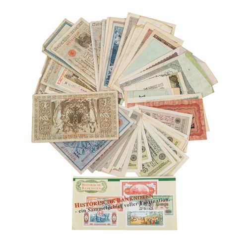 Banknotensammlung Deutsches Reich 德国，即德意志帝国的银行票据集，约有100张紧急货币，条件各异。