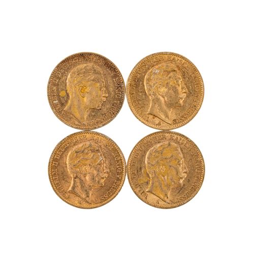 Preussen/GOLD - 4 x 20 Goldmark Wilhelm II., Prusse/Or - 4 x 20 poinçons d'or Gu&hellip;