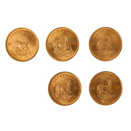 Südafrika/GOLD - 5 x 1 oz. Krügerrand, Sudafrica/ORO - 5 x 1 oz. Krugerrand, 197&hellip;