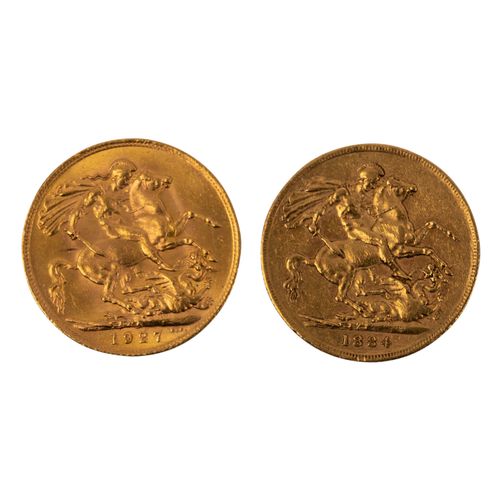 GOLD - 2 x 1 Sovereign OR - 2 x 1 Souverain 1884 Victoria ainsi que 1927 SA Geor&hellip;
