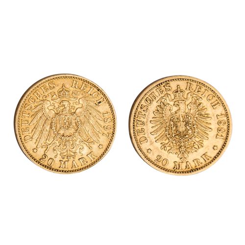 Preussen/GOLD - 2 x 20 Goldmark 1881 A Prusse/Or - 2 x 20 poinçons d'or 1881 A W&hellip;