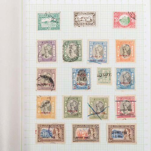 Indische Staaten 1904/49 印度国家1904/49。大部分的邮票收藏在片子和封面上，许多不同的地区，不同的条件。请看。