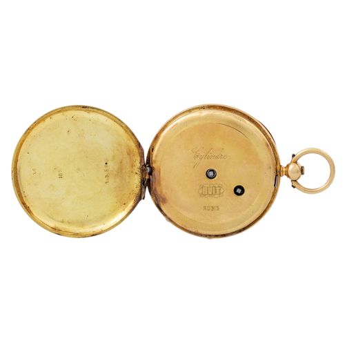 TASCHENUHR Montre de poche en or jaune 18 carats, 26.7 g, D : 3.5 cm, guillochée&hellip;
