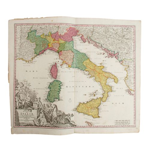 Italien, 3 handkolorierte Kupferstichlandkarten 18./19.Jh. - Italy, 3 hand-colou&hellip;