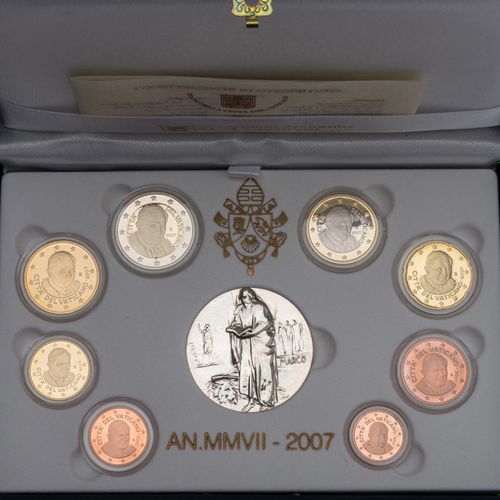 Vatikan - Prestige Kursmünzensatz 2007, Vaticano - Prestige Coin set 2007, Papa &hellip;