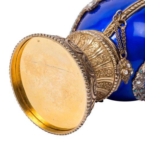 RUSSLAND aufklappbares Zier-Ei mit Reiterstandbild im Fabergé-Stil, 20. Jh. RUSS&hellip;