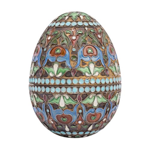 MOSKAU Zierei Cloisonné, 84 Zolotniki, 1899-1908. MOSCOW Egg-shaped box Cloisonn&hellip;