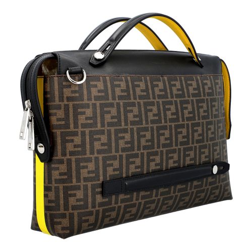 FENDI Umhängetasche. FENDI crossbody bag. FF-Zucca design with black/yellow leat&hellip;