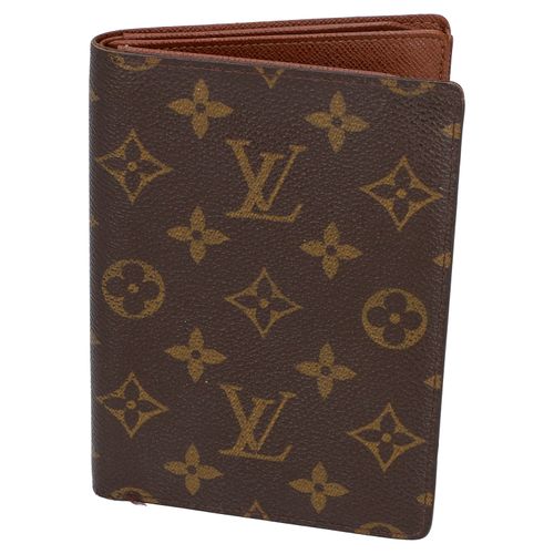 LOUIS VUITTON Brieftasche, Koll. 2004. 路易威登钱包，2004年，Monogram帆布系列。六个卡片和四个钞票隔间。存在严&hellip;