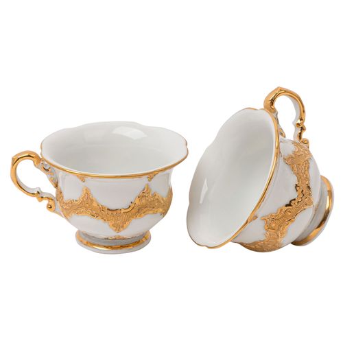 Null MEISSEN due magnifiche tazze demitasse con piattini a forma di 'B', 1a scel&hellip;