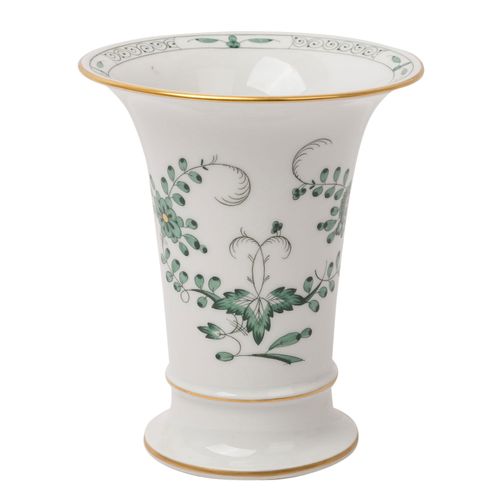 Null MEISSEN trompet vase, 20th century, 1st choice, Decor "Indian Flowers Green&hellip;
