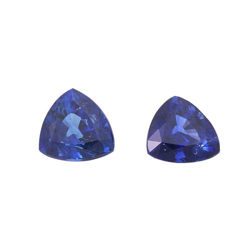 Null Bundle of 2 sapphires totalling 2.01 ct, ca. 6 x 6 mm, trilliant-cut, trans&hellip;