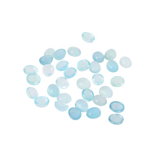Null 混合批次33颗浅蓝色凸圆形海蓝宝石，共174.04克拉