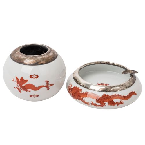 Null Set di 4 pezzi di vasi MEISSEN 'Rich Dragon Red', XX secolo, 1a scelta