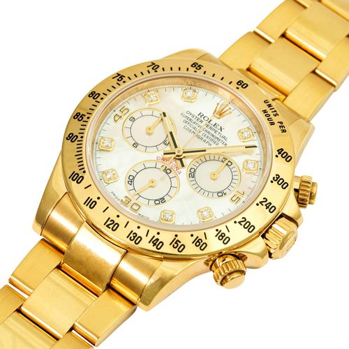 Null ROLEX Cosmograph Daytona "Nacre claire & diamants", réf. 116528. Montre-bra&hellip;