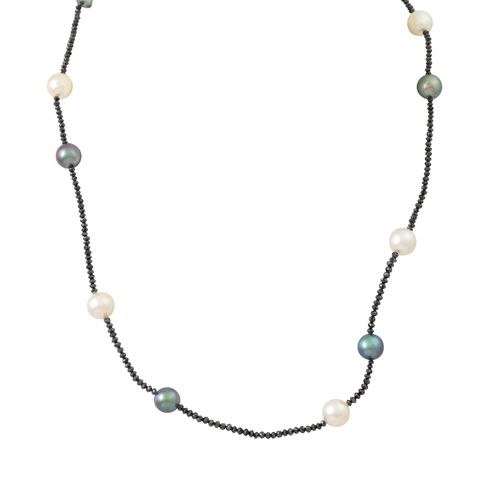 Null Collier de diamants noirs, facettés, avec perles de culture de Tahiti et Ak&hellip;