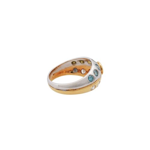 Null Bague avec brillants env. 1,56 ct (poinçonnés), incolores et colorés (trait&hellip;