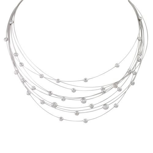 Null Collar con diamantes, total aprox. 0,8 ct, buen color y claridad, 18K, 23,4&hellip;