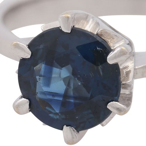 Null Ring with sapphire ca. 1.2 ct, round faceted, 14K WG, 2.7 gr, ring size 56/&hellip;