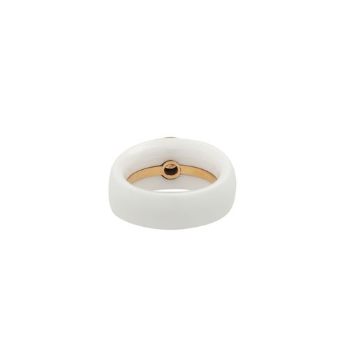 Null Bague en céramique blanche avec brillant d'env. 0,5 ct, env. Fancy Brown/SI&hellip;