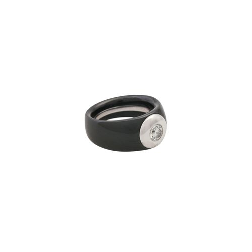 Null Anello in ceramica nera con diamante di ca. 0,5 ct, ca. LGW (I-J)/SI1, inca&hellip;