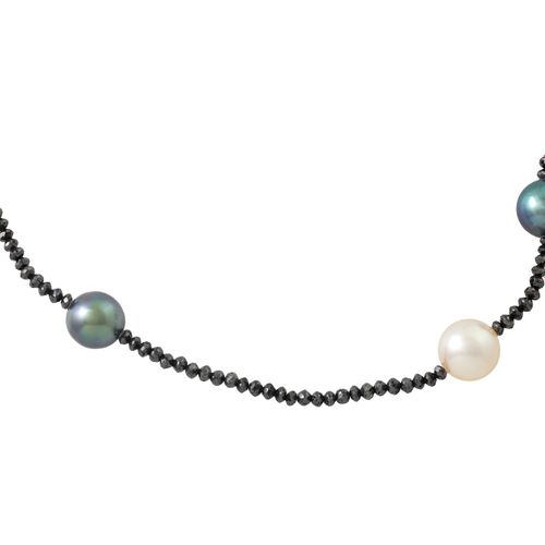 Null Necklace made of faceted black diamonds, with Tahitian and Akoya cultured p&hellip;