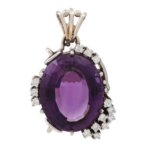 Null Pendant with amethyst and brilliant- cut diamonds totalling ca. 0,25 ct, go&hellip;