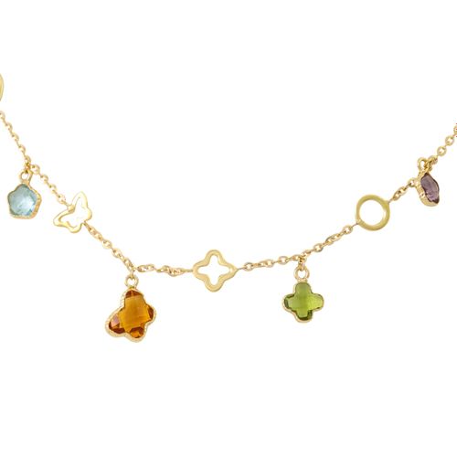 Null Collier avec pierres de couleur facettées, améthyste, citrine, etc., GG 18K&hellip;