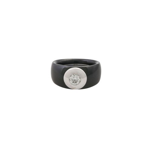 Null Anello in ceramica nera con diamante di ca. 0,5 ct, ca. LGW (I-J)/SI1, inca&hellip;