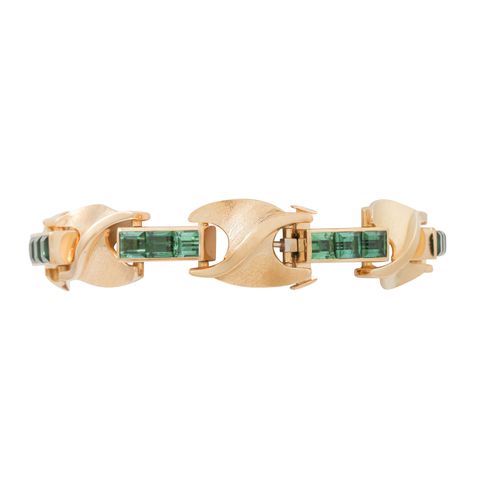 Null Pulsera con turmalinas verdes, GG 18K, 58,7 gr, longitud aprox. 18 cm, medi&hellip;