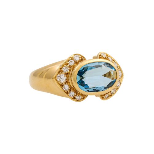 Null H. STERN ring with oval faceted aquamarine, nice colour and brilliant-cut d&hellip;