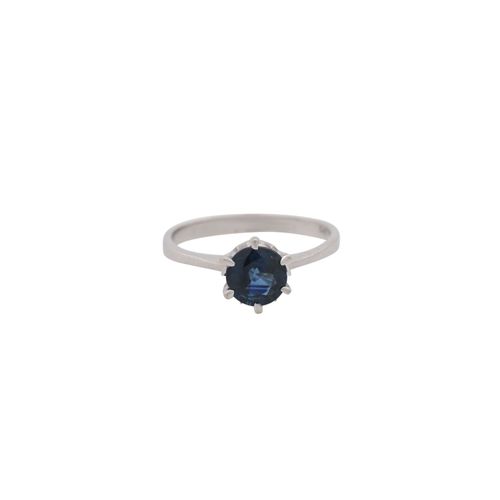 Null Ring with sapphire ca. 1.2 ct, round faceted, 14K WG, 2.7 gr, ring size 56/&hellip;