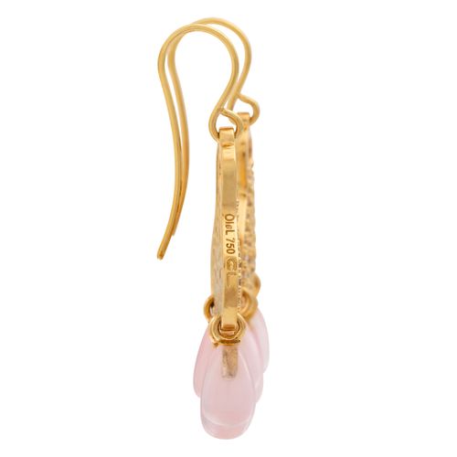 Null Paire de pendants d'oreilles avec quartz rose et brillants d'env. 1 ct au t&hellip;