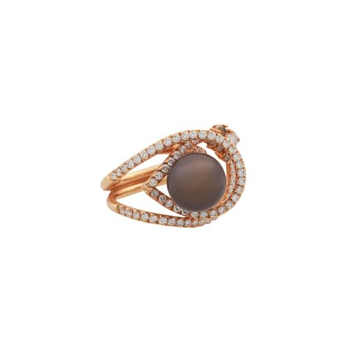 Null Ring mit Perle und Brillanten zus. Ca. 1 ct, sehr gute Farbe u. Reinheit, t&hellip;