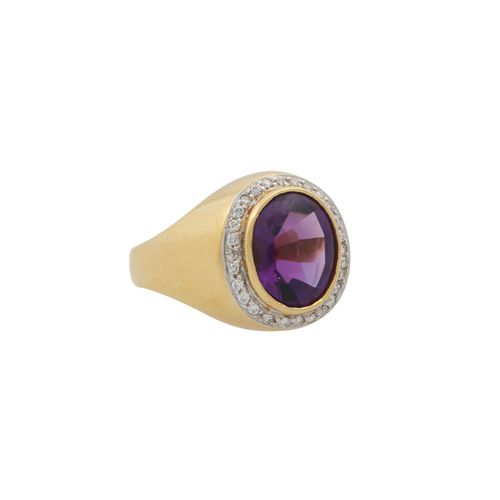 Null Ring with buff-top-cut amethyst and brilliant-cut diamonds totalling ca. 0.&hellip;