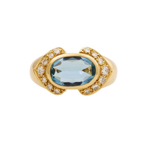 Null H. Anello STERN con acquamarina e brillanti di circa 0,3 ct, colore e purez&hellip;