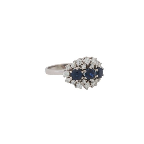 Null Ring with sapphires totalling ca. 1.89 ct and brilliant-cut diamonds totall&hellip;