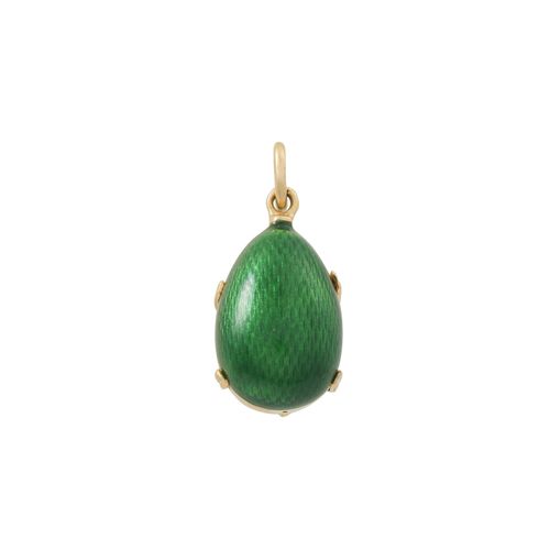 Null FABERGÉ by VICTOR MAYER pendant "Egg", 18K YG, green enamelled, 6.8 gr, L: &hellip;