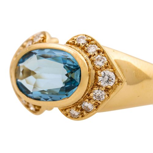 Null H.STERN 海蓝宝石戒指，共约0.3克拉，颜色和净度良好，海蓝宝石椭圆形切面颜色漂亮，GG18，5.3克，RW: 57，20/21世纪，状况非常好&hellip;
