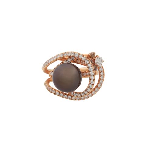 Null Ring mit Perle und Brillanten zus. Ca. 1 ct, sehr gute Farbe u. Reinheit, t&hellip;