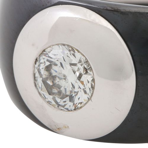 Null Bkack ceramic ring with brilliant-cut diamond ca. 0.5 ct, ca. LGW (I-J)/SI1&hellip;