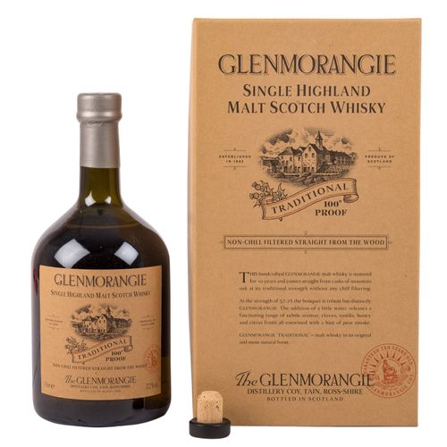 Null GLENMORANGIE单一麦芽苏格兰威士忌 "传统-100度 "地区：高地，Distillerie Coy, Tain, Ross-Shire, 5&hellip;