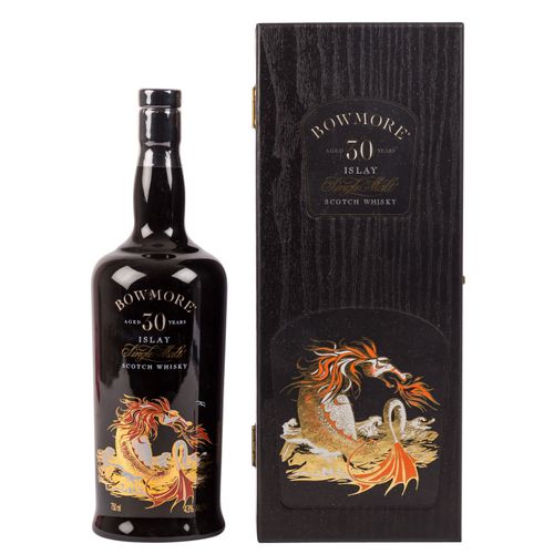 Null BOWMORE单一麦芽苏格兰威士忌'SEA DRAGON'，30年地区：艾莱岛，莫里森的Bowmore酒厂，43%vol.，750毫升，黑色陶瓷瓶，原&hellip;