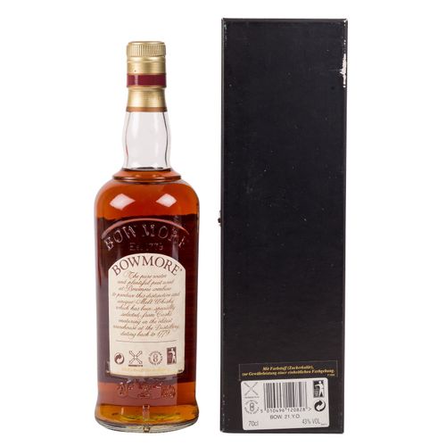 Null BOWMORE单一麦芽苏格兰威士忌，21年产区：艾莱岛，Morrison's Bowmore Distillery，43%vol.，700毫升，水平在&hellip;