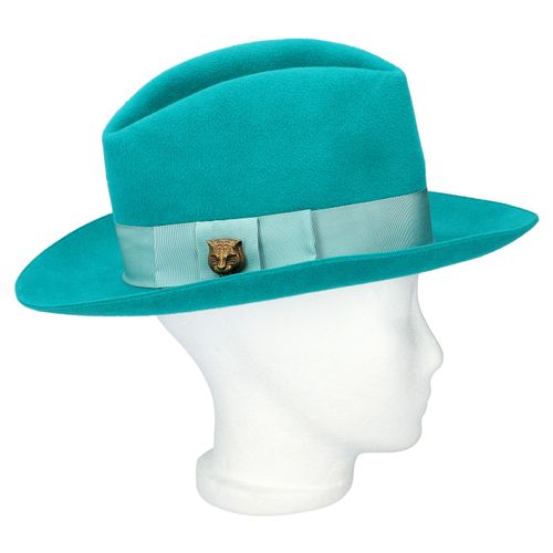 Null Chapeau GUCCI, taille L (58). Chapeau en feutre turquoise avec ruban clair.&hellip;