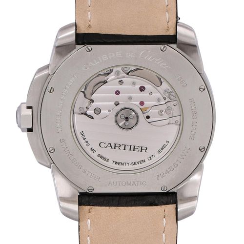 Null CARTIER Calibre de Cartier, ref. 3389, 不锈钢腕表，带新皮表带。自动机芯，功能。状况良好，表壳上有明显的使用痕迹&hellip;