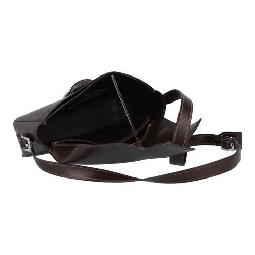 Null HERMÈS VINTAGE shoulder bag "MARTINE". Dark brown smooth leather with silve&hellip;