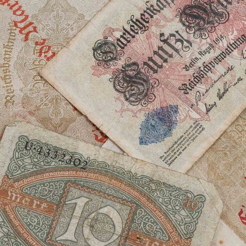 Null 小种类的纸币 - 德意志帝国各种纸币，贷款凭证，部分来自德意志帝国的紧急资金，大多处于严重使用状态（IV-V）。