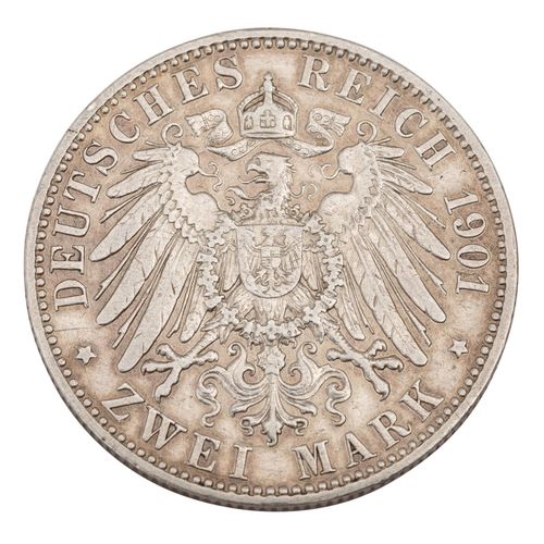 Null Imperio Alemán / Sajonia Altenburg - 2 Marcos 1901, Duque Ernst, J.142, esc&hellip;